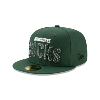 Milwaukee Bucks Gorra | New Era NBA Raised Threads 59fifty Fitted Cap Mexico - Verdes
